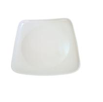Prato Plástico Melamina Branco Quadrado Refeição 24cm- 20un