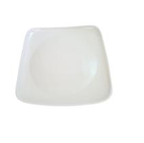 Prato Plástico Melamina Branco Quadrado Refeição 24Cm- 50Un