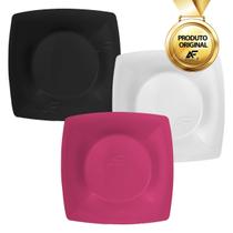 Prato Plástico Quadrado Grande Churrasco Festa Reutilizável