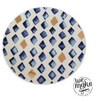 Prato porcelana sobremesa royal azul e dourado - We make Design