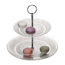 Prato Porta Doces Salgados de Vidro 2 Andares 25cm Angel Lyor Prato Porta Doces Salgados de Vidro 2 Andares 25cm Angel Lyor