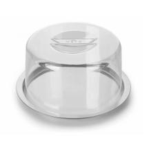 Prato Porta Queijo Neo De Inox Com Tampa Acrílica Forma 19cm Prato Porta Queijo Neo De Inox Com Tampa Acrílica Forma 19cm