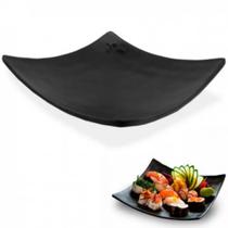 Prato Preto Oriental Sushi Quadrado 15cm Restaurante Japones