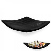 Prato Quadrado 14 Cm em Melamina Preto Sushi e Petisco Bestfer