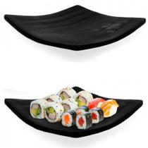 Prato Quadrado 14cm Melamina Preto Sushi e Petiscos