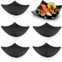 Prato Quadrado Concavo 15 Cm p/ Sushi - Kit 6 Unidades