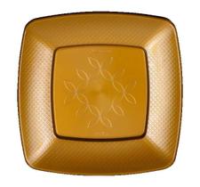 Prato quadrado de acrilico dourado 15cm strawplast c/10