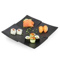 Prato Quadrado Preto 28 cm Sushi Sashimi Restaurante Oriental Melamina 100% Profissional Prato Quadrado Preto 28 cm Sushi Sashimi Restaurante Oriental Melamina 100% Profissional