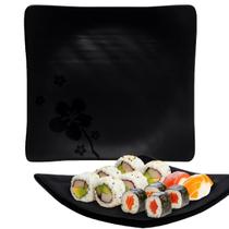 Prato Quadrado Restaurante Sushi Melamina 18cm Preto