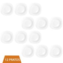 Prato Quadrado Vidro Branco Plaza 21Cm Refeições C/12 Nadir