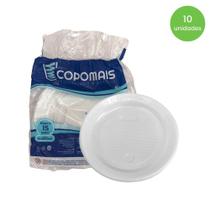 Prato Raso 15cm Branco para Sobremesas Copomais com 10 unidades