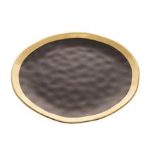Prato raso 25 cm de porcelana preto e dourado Dubai Wolff- 18064