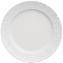 Prato Raso 26,5cm em Porcelana Redondo Germer com Relevo Chevron Branco