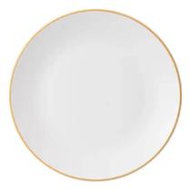 Prato Raso 27cm Porcelana Branco Borda Dourada Legacy Gold Mesa Posta Elegante Prato Raso 27cm Porcelana Branco Borda Dourada Legacy Gold Mesa Posta Elegante