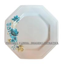 Prato Raso 28cm Porcelana Schmidt - Dec. Acqua Blue 2º LINHA