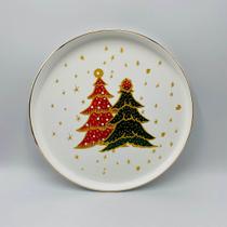 Prato Raso Bosque Encantado com Fio de Ouro 28cm Scalla Prato Raso Bosque Encantado com Fio de Ouro 28cm Scalla