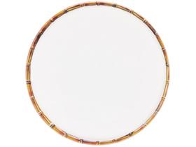 Prato Raso Branco Borda de Bambu Melamina Branco Wolff 27cm Prato Raso Branco Borda de Bambu Melamina Branco Wolff 27cm