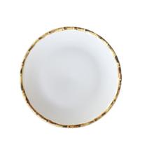 Prato Raso Branco com Borda de Bambu 27cm 1ª Linha Scalla