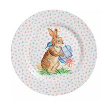 Prato Raso Cerâmica Color Rabbits Poá Páscoa 29cm - 1 unid.