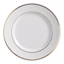 Prato Raso Cerâmica Luxo Borda Dourada Filete Ouro 29cm Relevo Gold Mesa Posta