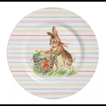 Prato Raso Color Rabbit Pascoa Cerâmica Alleanza Caixa c/ 6