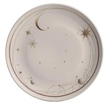 Prato Raso Coup Stoneware Encantados Natal 26cm - Cerâmica Premium com Estampa Dourada de Astros e Constelações