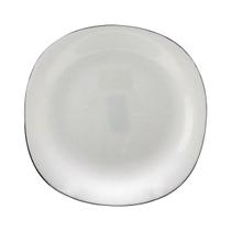 Prato Raso Dama em Vidro Opalino com Detalhe Preto 27,8 cm Refeição Almoço e Jantar L'Hermitage