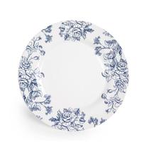 Prato raso de Cerâmica Branco e Azul com Flores 29 cm Coleção Clássicos 1un