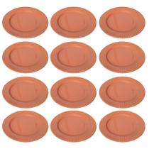 Prato Raso de Cerâmica Canelé Salmão 24cm 12 Unidades - Biona 135786 Prato Raso de Cerâmica Canelé Salmão 24cm 12 Unidades - Biona 135786