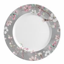 Prato Raso de Cerâmica Coleção Sakura Flores By Kika Sato Alleanza 29cm