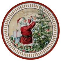 Prato Raso de Cerâmica Natal Cenas Vermelho 28,5cm - Unid.