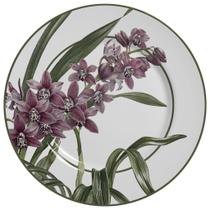 Prato Raso de Cerâmica Orquídeas 28,5cm - Unid. - Alleanza Cerâmica