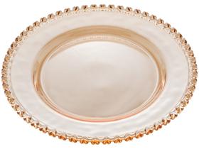 Prato Raso de Cristal Borda Coração Ambar Metalizado 28cm - Unid. Prato Raso de Cristal Borda Coração Ambar Metalizado 28cm - Unid.