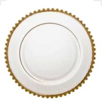 Prato Raso de Cristal com Borda Dourada Pearl 28cm 6un Wolff