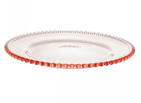 Prato Raso de Cristal Coração Borda Rosa 28 cm - Lyor