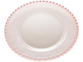 Prato Raso de Cristal Coração Borda Rosa 28cm 1685 - Lyor Prato Raso de Cristal Coração Borda Rosa 28cm 1685 - Lyor