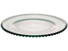 Prato Raso de Cristal Pearl Bolinha Verde 28 x 2,5cm - Unid. Prato Raso de Cristal Pearl Bolinha Verde 28 x 2,5cm - Unid.