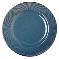 Prato Raso de Jantar Ceramica Azul Linear Rústico 27cm Lyor Prato Raso de Jantar Ceramica Azul Linear Rústico 27cm Lyor