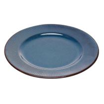 Prato Raso De Jantar Ceramica Azul Linear Rústico 27cm Lyor Prato Raso De Jantar Ceramica Azul Linear Rústico 27cm Lyor