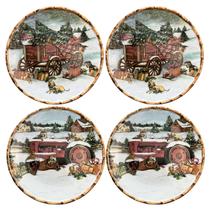 Prato Raso de Jantar Natal Neve 4 Unidades Maison Blanche