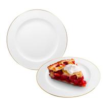 Prato Raso De Porcelana Borda Dourada De Sobremesa 20cm