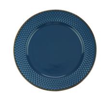 Prato Raso de Porcelana Drops Azul com Borda Dourada 27 x 2cm - Unid. - Wolff