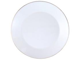 Prato Raso de Vidro Branco e Dourado de Sobremesa Redondo 19cm Hauskraft OPAL-802GD Prato Raso de Vidro Branco e Dourado de Sobremesa Redondo 19cm Hauskraft OPAL-802GD