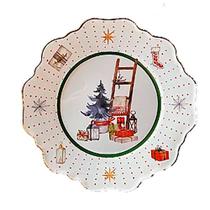 Prato Raso em Cerâmica Christmas Gifts Borda Dourada 29,5cm