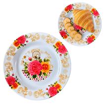 Prato Raso em Melamina 23cm Estampada Buffet Refeição