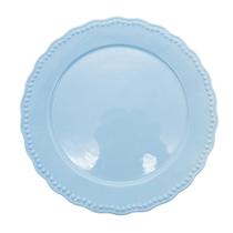 PRATO RASO EM PORCELANA AZUL LINHA PEARL 27cm - Tok da Casa