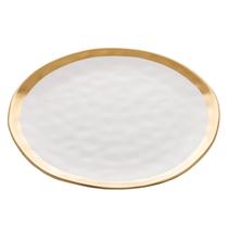 Prato Raso em Porcelana Dubai Branco e Dourado 25cm Wolff Prato Raso em Porcelana Dubai Branco e Dourado 25cm Wolff