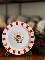 Prato raso em vidro natal encantado vermelho bengala 24cm