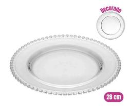 Prato Raso Grande de Vidro Cristal Sofisticado 28 cm Para Almoço Jantar Buffet Festas Luxo Prato Raso Grande de Vidro Cristal Sofisticado 28 cm Para Almoço Jantar Buffet Festas Luxo