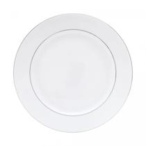 Prato Raso Jantar Refeição 27cm Monâco Porcelana Borda Prateada Branco Wolff Luxo Prato Raso Jantar Refeição 27cm Monâco Porcelana Borda Prateada Branco Wolff Luxo